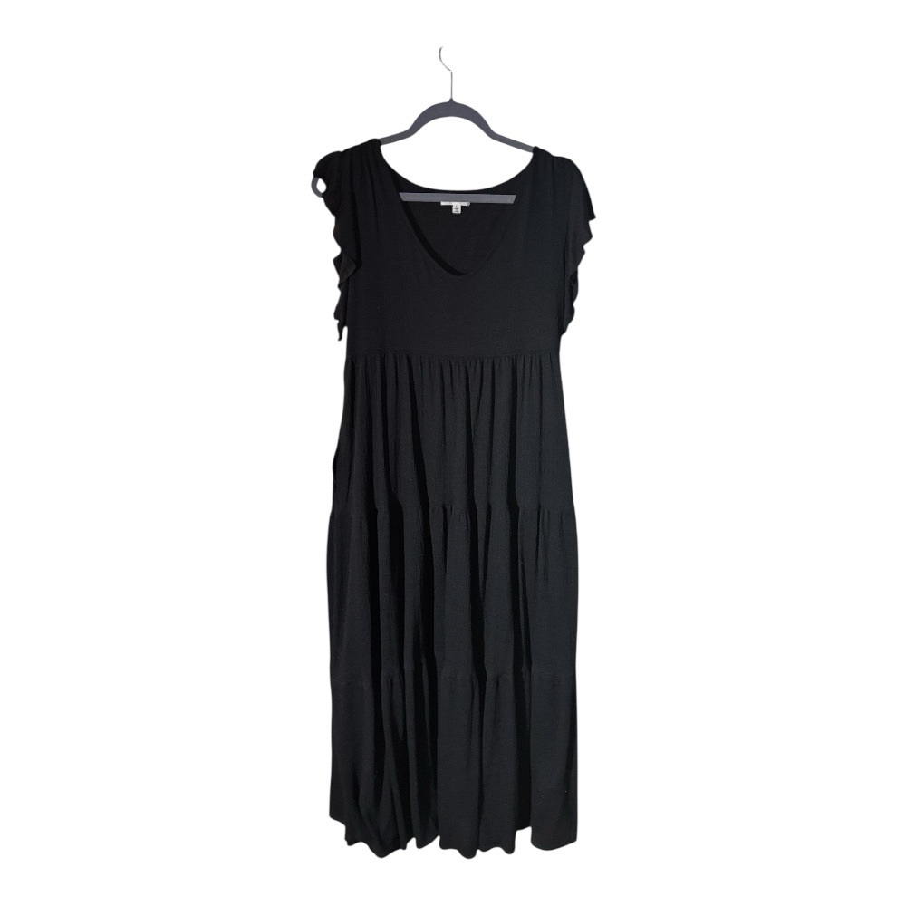 Max Studio Black Midi Dress with Ruffle Sleeves